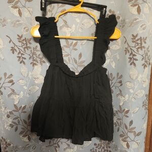 Altar'd State Black Ruffled Tank Top